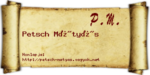 Petsch Mátyás névjegykártya